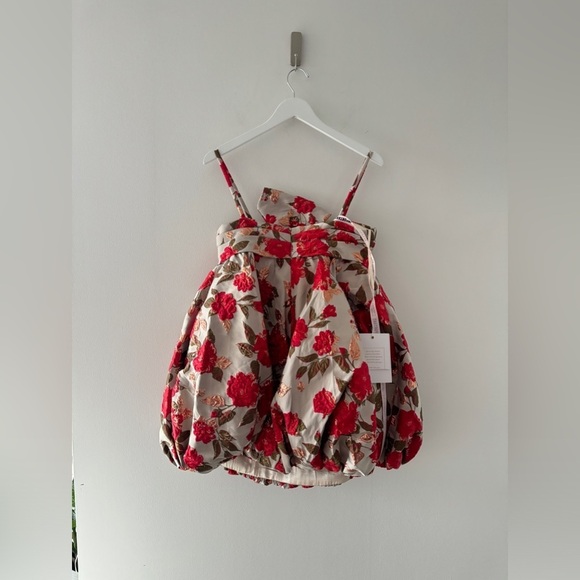 MAC DUGGAL NWT Sleeveless Bow Brocade Bubble Mini Dress in White 8 - Picture 8 of 11